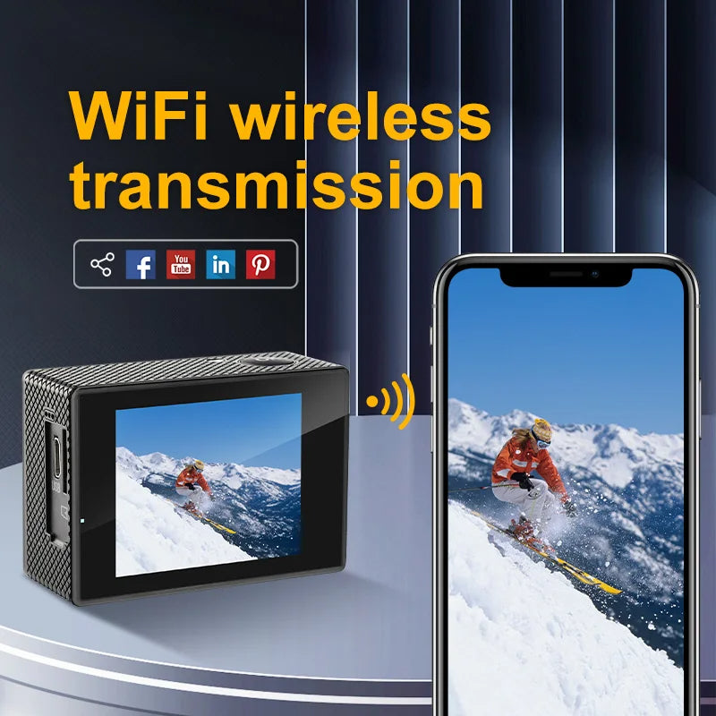 4K Ultra HD Waterproof Action Camera with WiFi & Helmet Mount