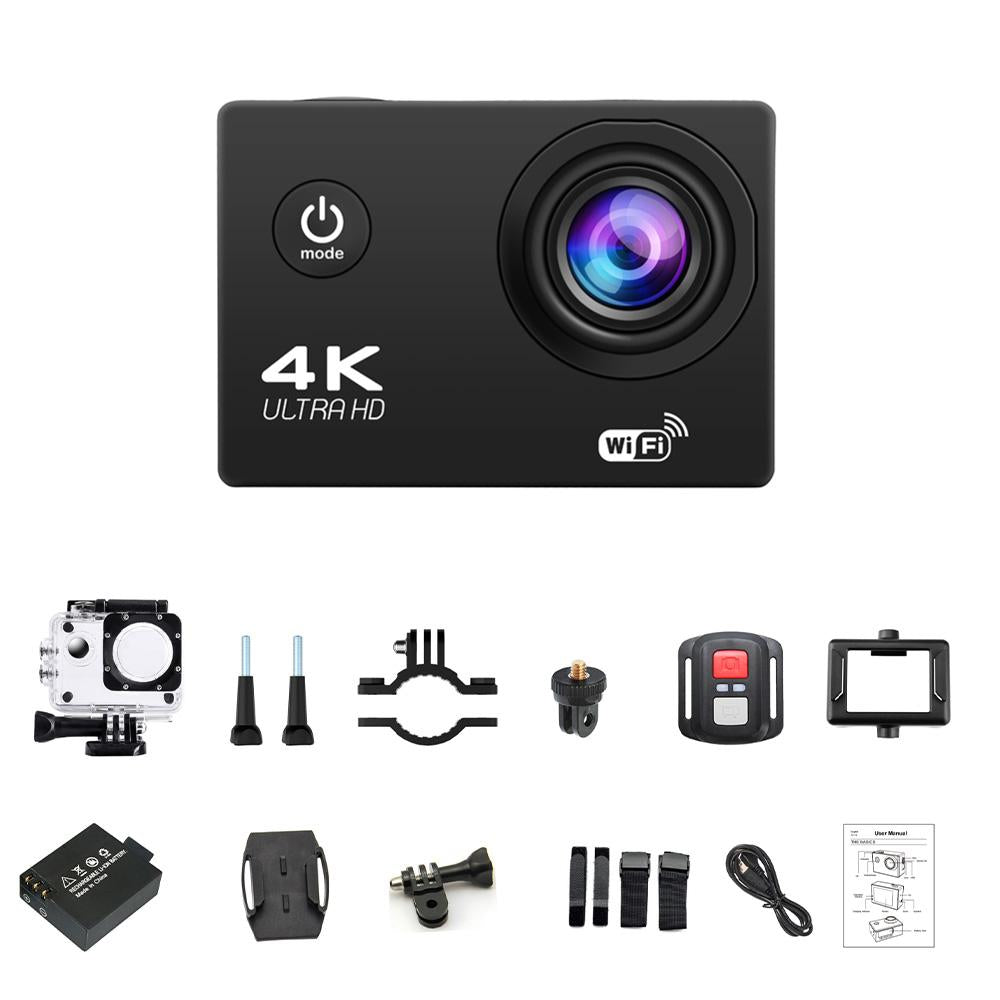 4K WiFi Action Camera 1080P/30FPS, 2.0" Screen, Waterproof, Underwater and Helmet Mount Sports Camera