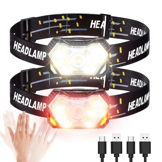 9-LED Rechargeable Headlamp – USB Motion Sensor Headlight