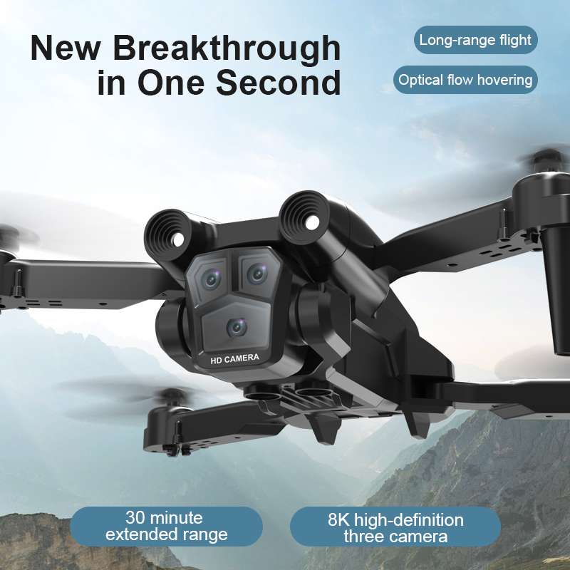 Hydra Drone 8K Professional Foldable with Triple HD Wide Angle Cameras