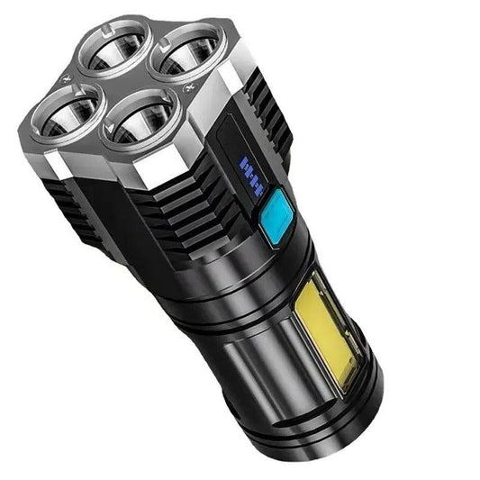 High-Power LED Camping Torch – Rechargeable Flashlight with 4 Lamp Beads