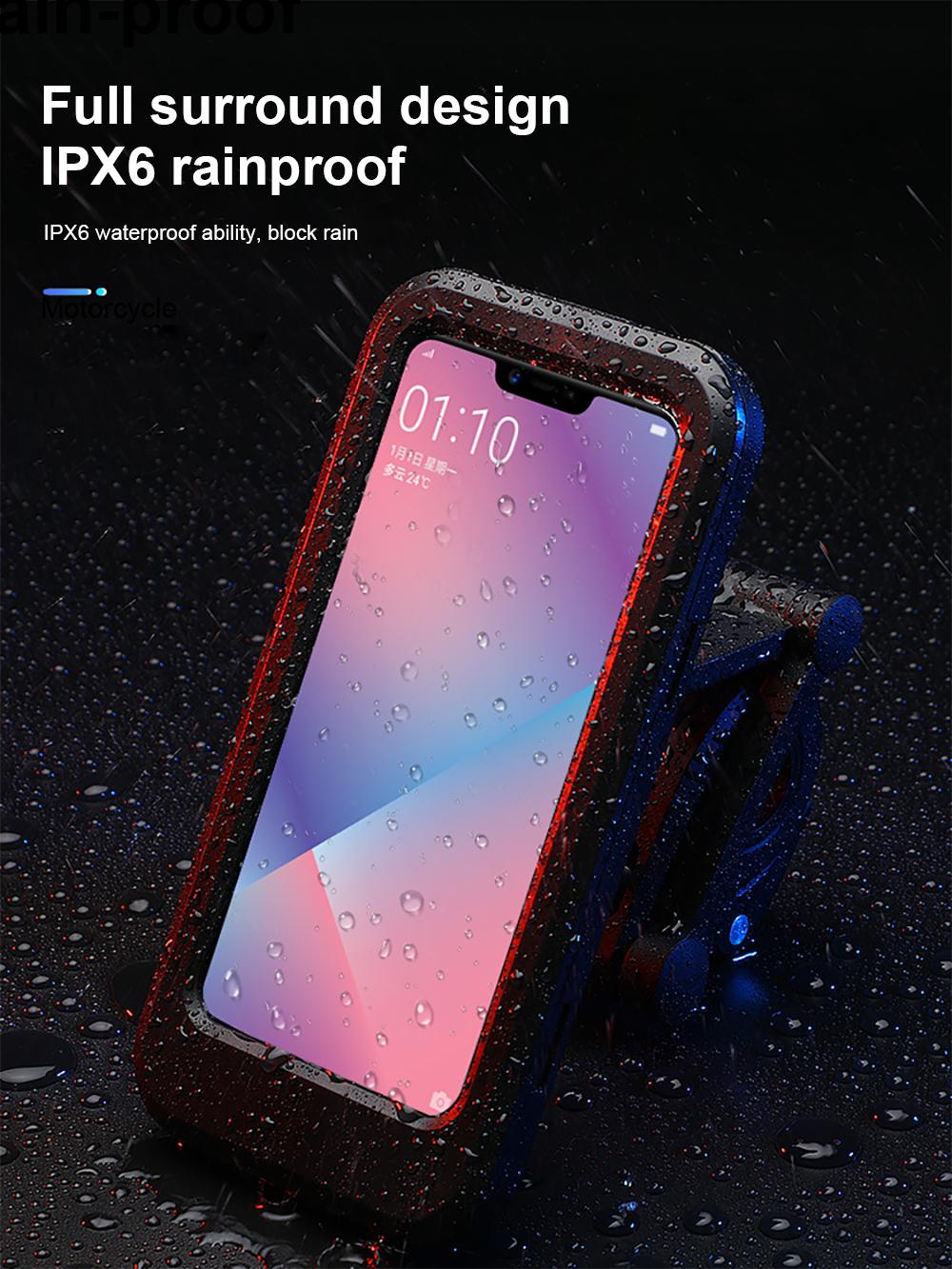 Waterproof Motorcycle Phone Holder Universal 360° Swivel Adjustable Bike Mount for GPS and Cellphones