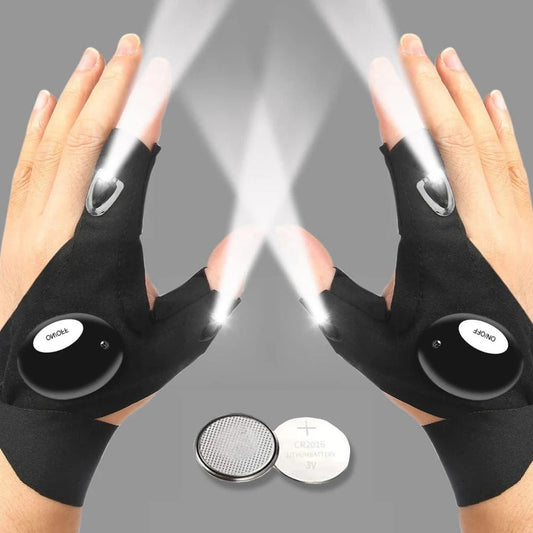 LED Half Finger Flashlight Glove Waterproof