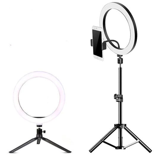 LED Selfie Ring Light with USB Remote – Tripod & Phone Holder