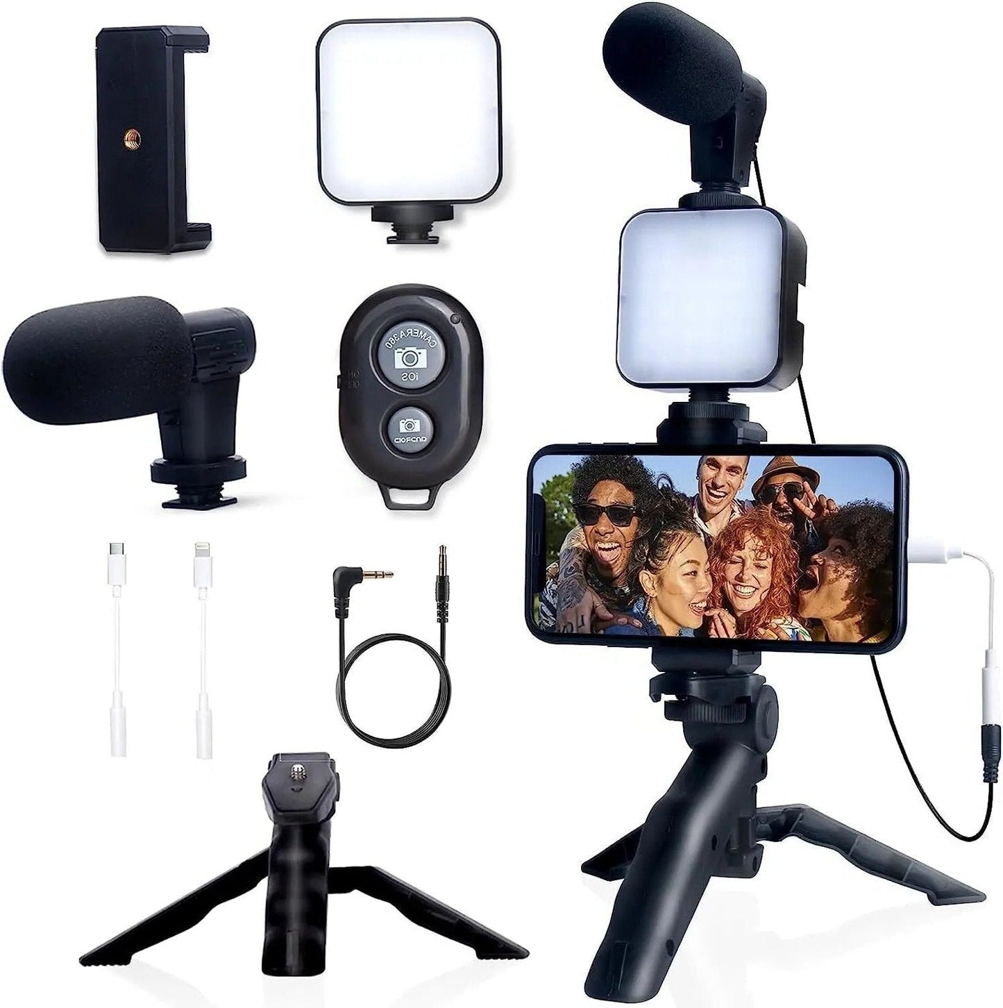 Smartphone Vlogging Kit for iPhone & Android - Tripod, Mini Microphone