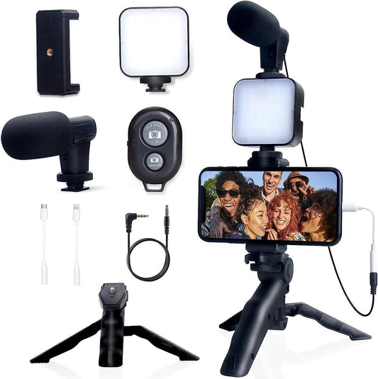 Smartphone Vlogging Kit for iPhone & Android - Tripod, Mini Microphone