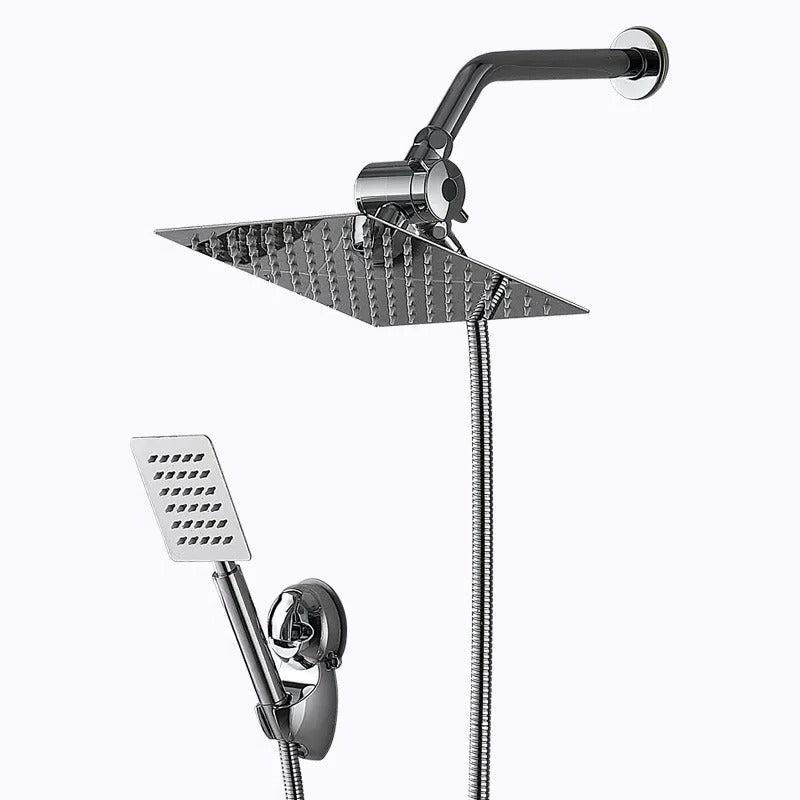 Three-Function 8-Inch Square Rain Shower Set Stainless Steel Pressure Shower head
