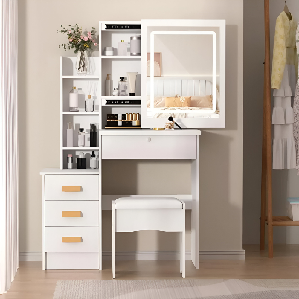 Vanity Table with Swivel Mirror | Luxurious Makeup Desk for Perfection