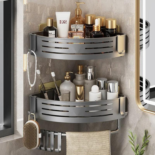 Wall-Mounted Aluminum Bathroom Corner Shelf