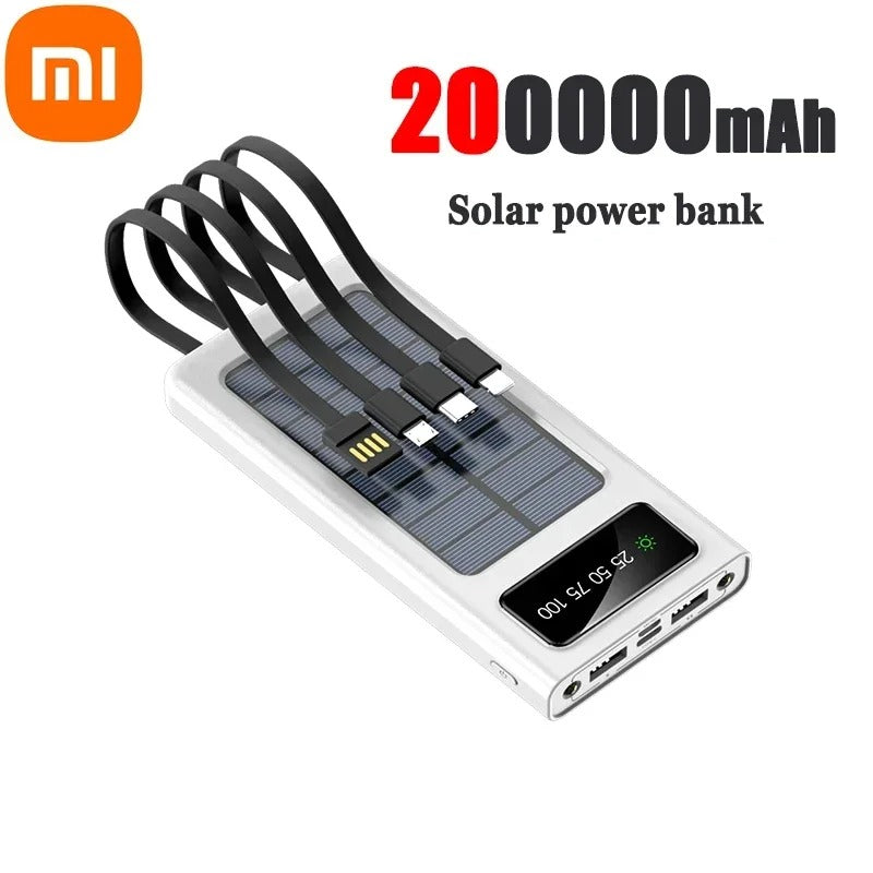 200000mAh Solar Power Bank – 4-in-1 Ultra Capacity Fast Charging