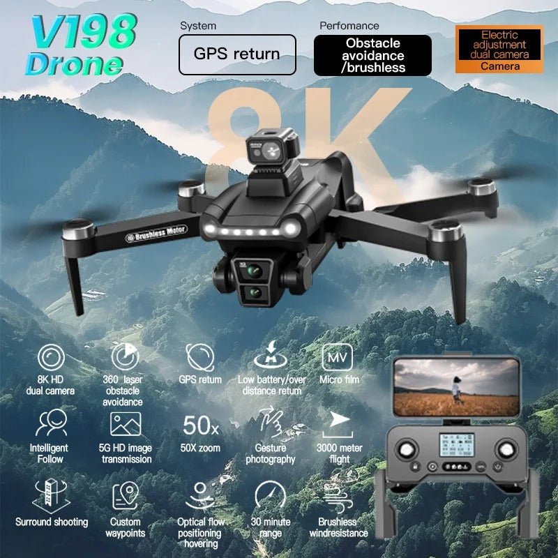 Dual Camera Foldable Drone – 1080P WiFi FPV Quadcopter with Brushless Motors & Wide-Angle HD Lens