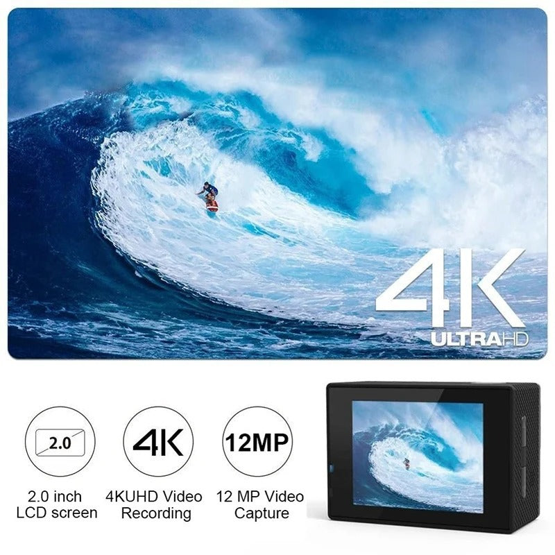 Ultra HD 4K Action Camera – Wide-Angle, Waterproof Video Recording Sports Cam