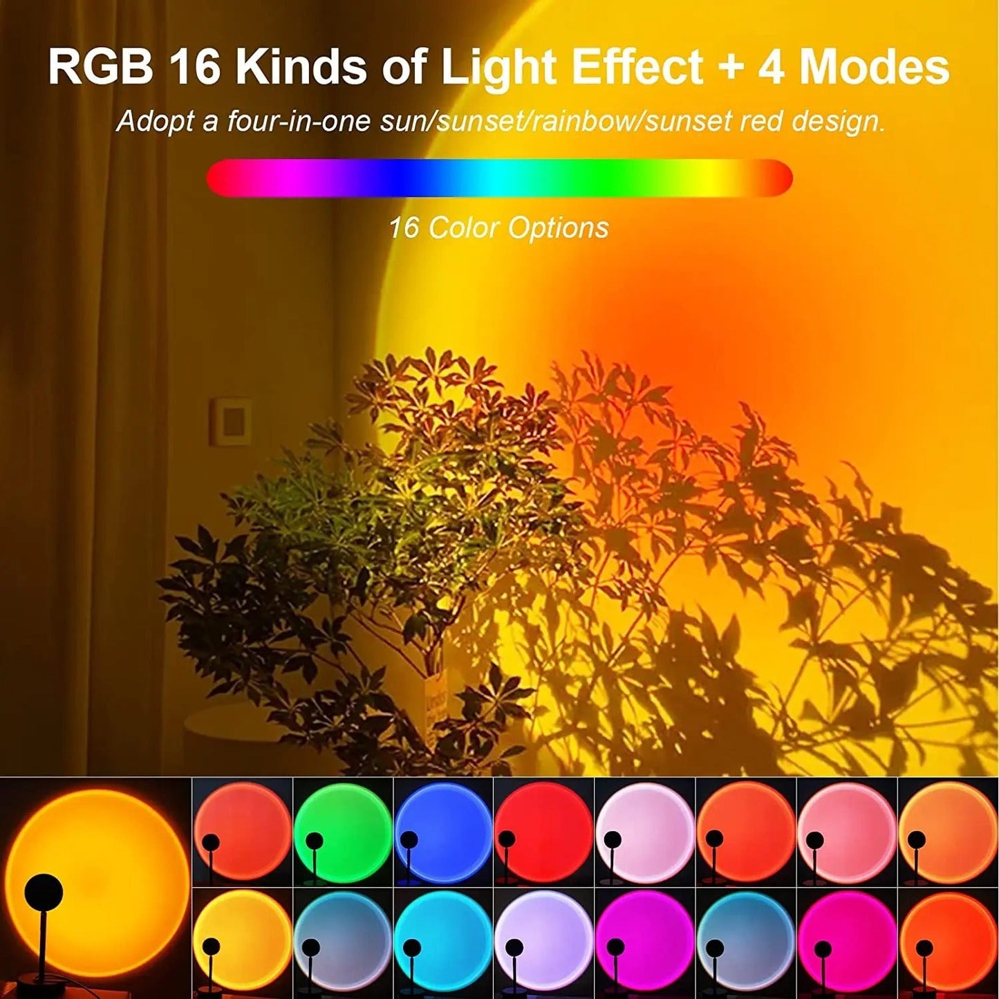 Smart Bluetooth Rainbow Sunset Projector Lamp – Ambient Night Light