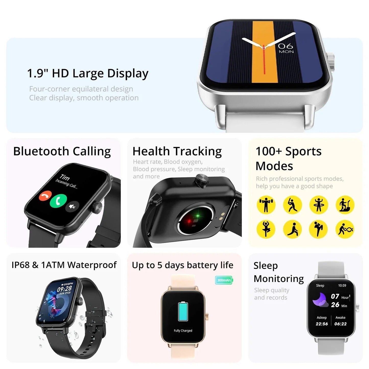 Ultra Smartwatch with 24/7 Health Monitoring & Bluetooth