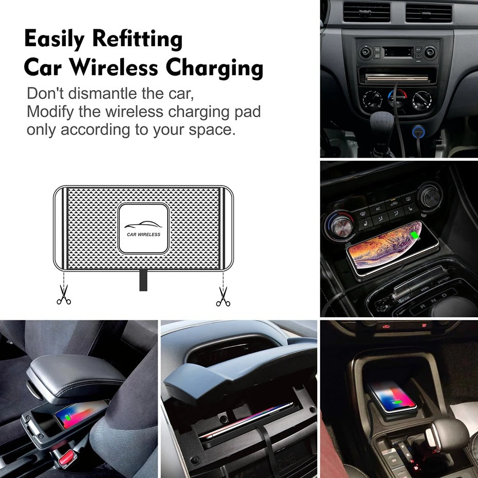 15W Car Wireless Charger – Qi-Certified Type-C Charging Mat with Non-Slip Pad