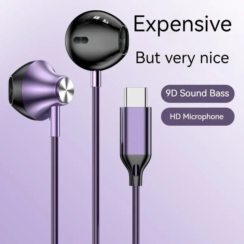 9D Stereo Type C & 3.5mm Gaming Headset Wired Earphones - HiFi Bass