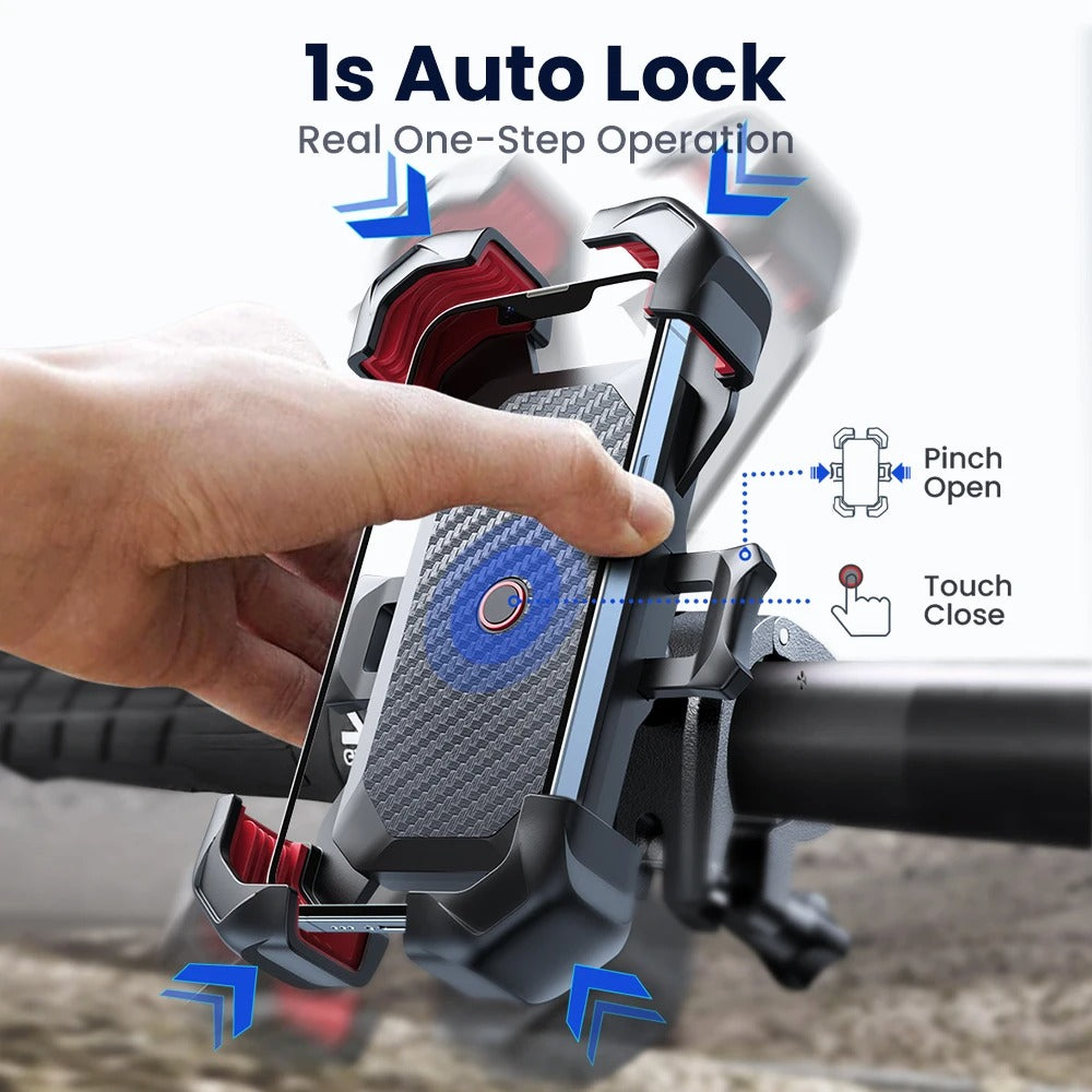 360° Bike Phone Holder – Universal Shockproof Bicycle Mount for 4.7"–7" Smartphones with GPS Clip for Cycling & Motorbike