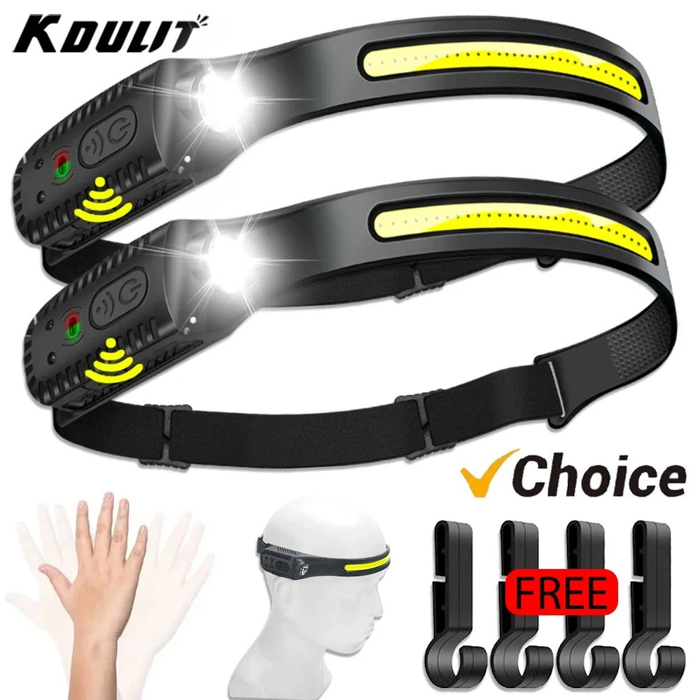 USB Rechargeable LED Headlamp – Bright XPE+COB Torch