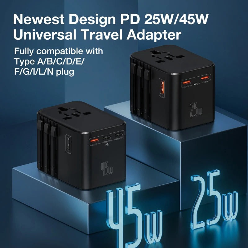 Universal Travel Adapter EU/UK/US/Aus/Asia Plug Compatibility
