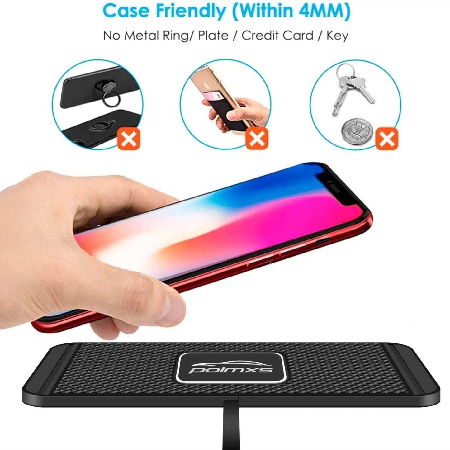 15W Car Wireless Charger – Qi-Certified Type-C Charging Mat with Non-Slip Pad