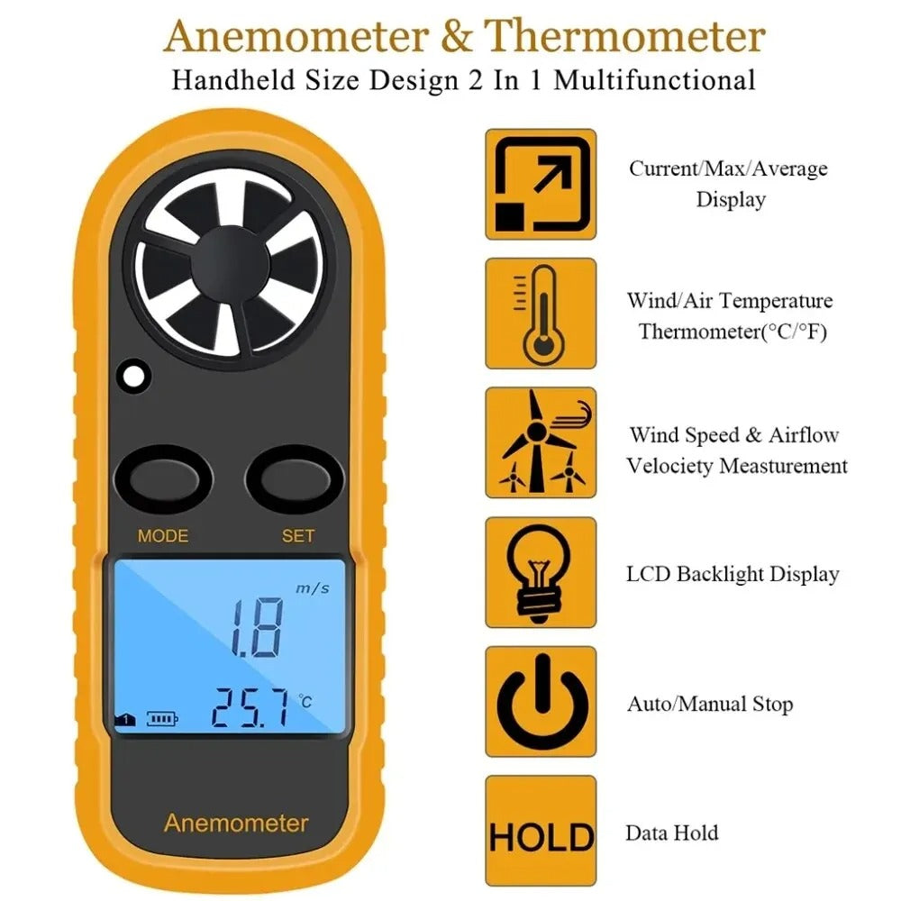 Digital Pocket Anemometer – Smart Wind Speed & Temperature Meter