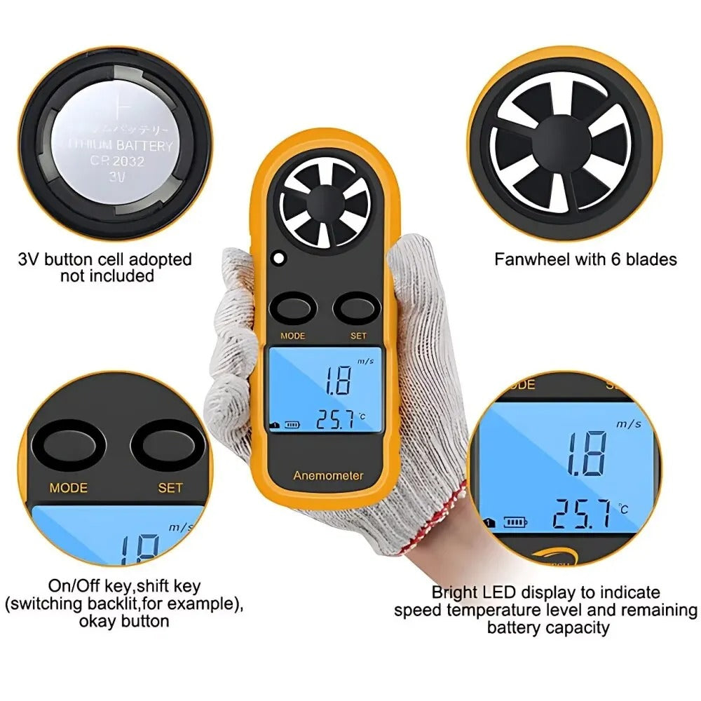 Digital Pocket Anemometer – Smart Wind Speed & Temperature Meter