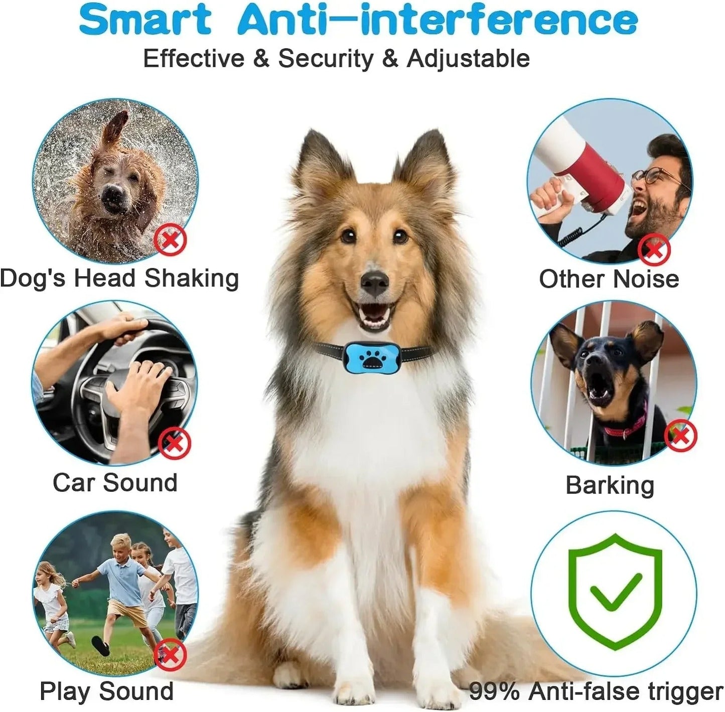 Pet Dog Anti-Barking Device USB Rechargeable Training Collar (harmless)