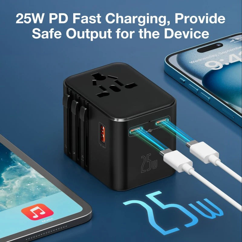 Universal Travel Adapter EU/UK/US/Aus/Asia Plug Compatibility