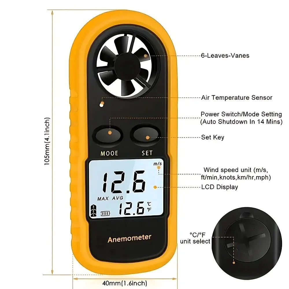 Digital Pocket Anemometer – Smart Wind Speed & Temperature Meter