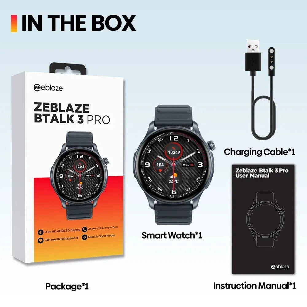 3 PRO Smartwatch – 1.43" AMOLED Display with Bluetooth Calling & Fitness Health Tracker