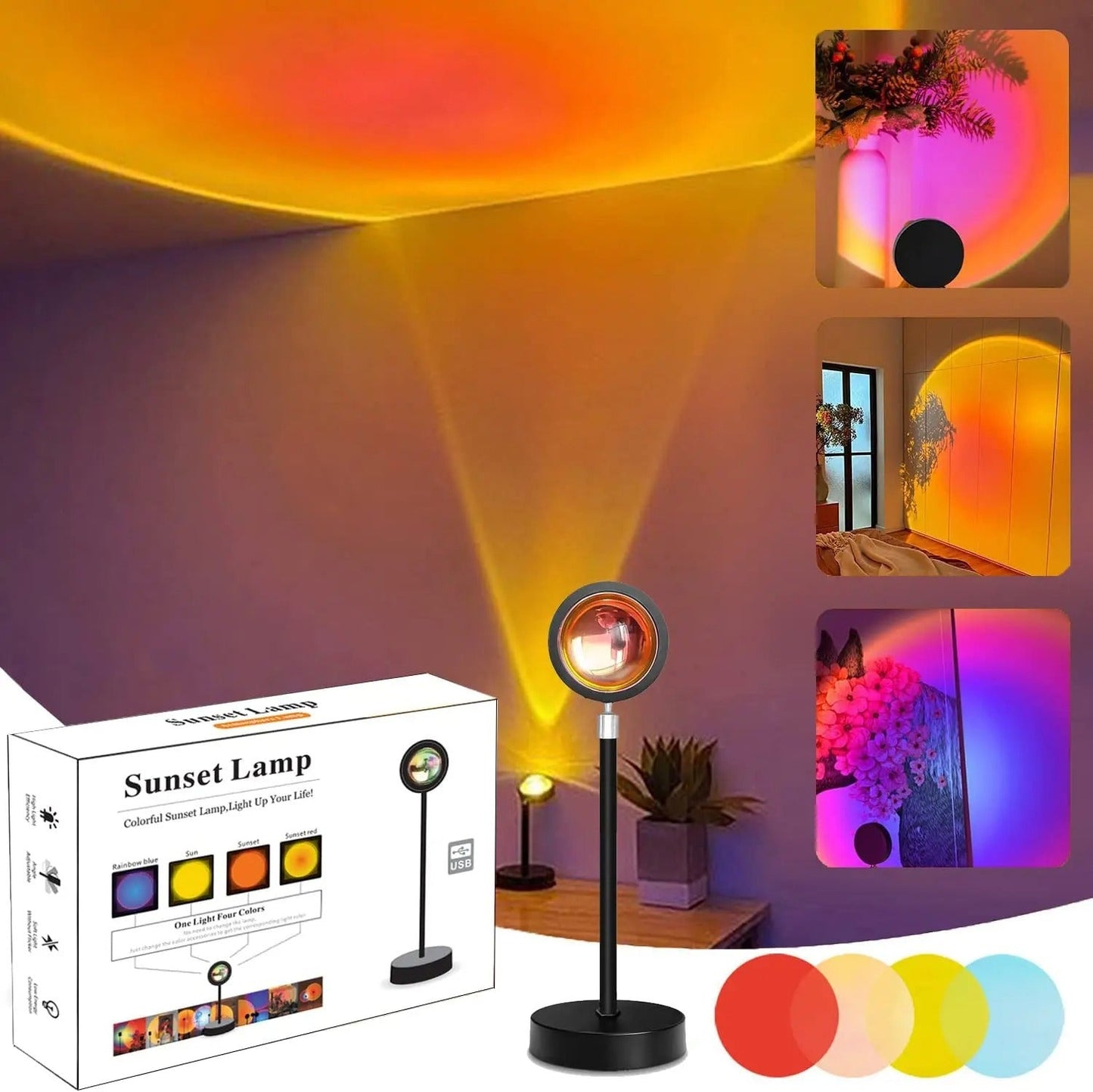 Smart Bluetooth Rainbow Sunset Projector Lamp – Ambient Night Light