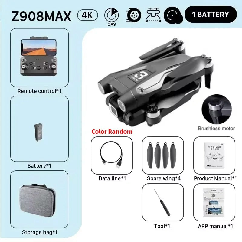 Pro Max 4K Drone – Foldable WiFi FPV Quadcopter with Obstacle Avoidance, ESC Camera & Brushless Motors