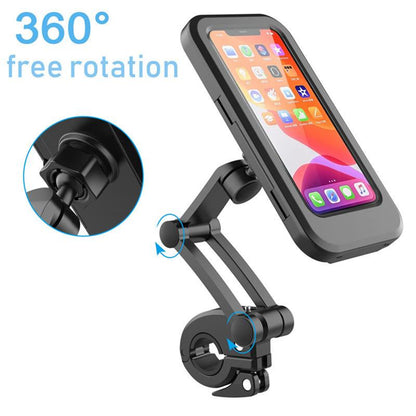Waterproof Motorcycle Phone Holder Universal 360° Swivel Adjustable Bike Mount for GPS and Cellphones