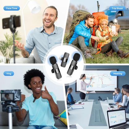 Wireless Lavalier Microphone Portable Mini Mic for iPhone, Android, Live Broadcast, and Gaming