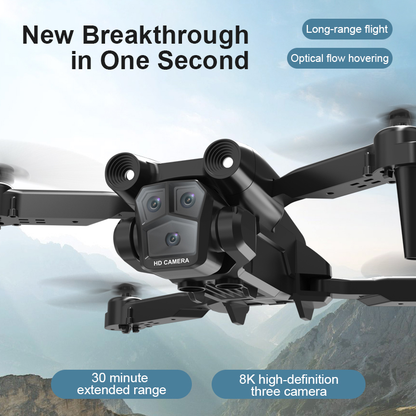 Hydra Drone 8K Professional Foldable with Triple HD Wide Angle Cameras