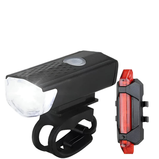USB Rechargeable Bike Light Set – Front LED Headlight & Rear Taillight