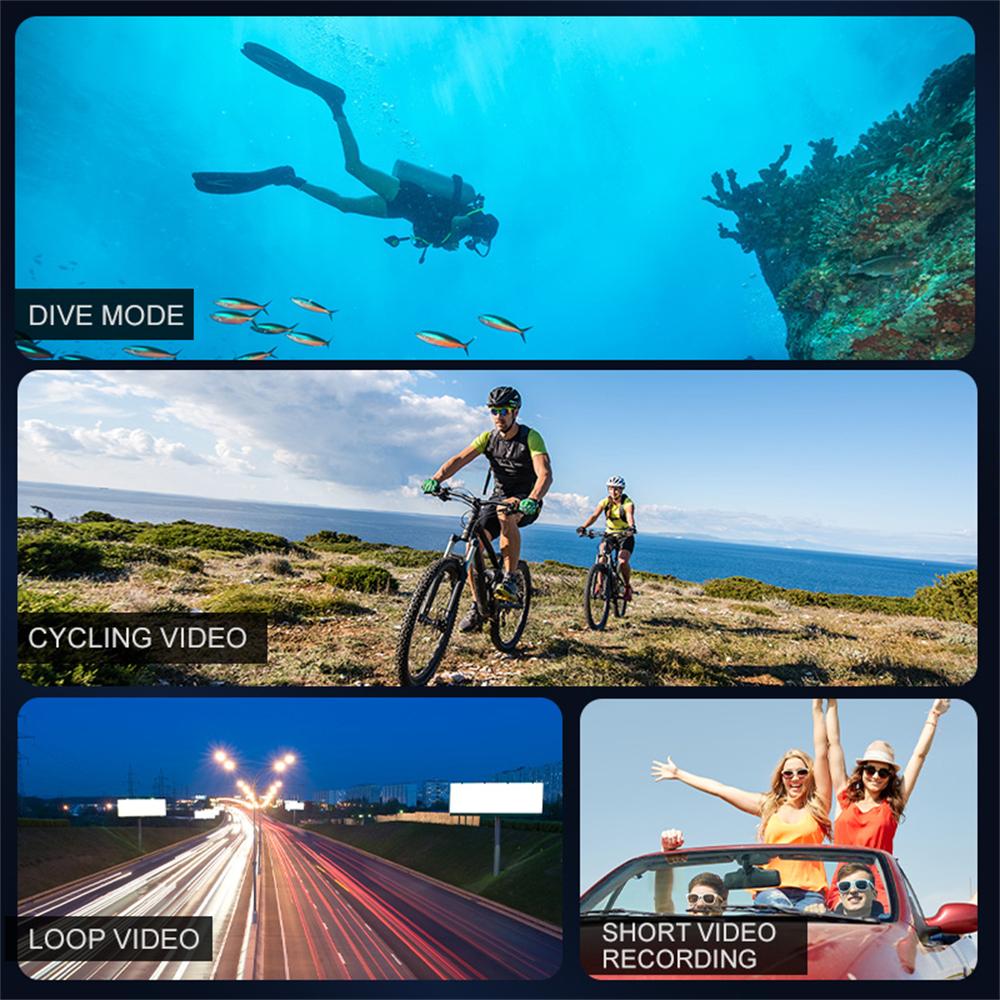 4K WiFi Action Camera 1080P/30FPS, 2.0" Screen, Waterproof, Underwater and Helmet Mount Sports Camera