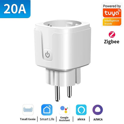 Smart Plug – WiFi/Zigbee EU 16A/20A Socket with Power Monitoring, Timer, Voice Control
