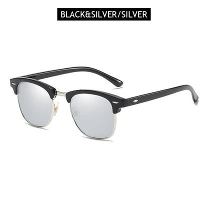 Classic Half Frame Polarised Sunglasses – Retro Small Anti-Glare Shades