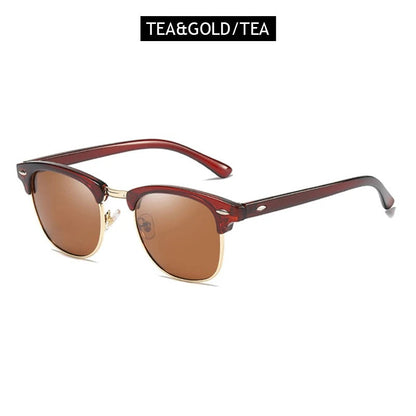 Classic Half Frame Polarised Sunglasses – Retro Small Anti-Glare Shades
