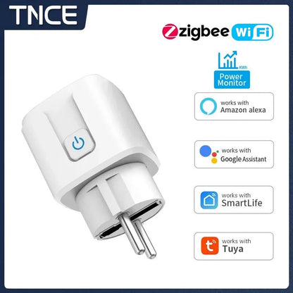 Smart Plug – WiFi/Zigbee EU 16A/20A Socket with Power Monitoring, Timer, Voice Control