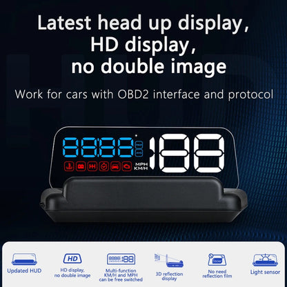 Newest C500 OBD2 Car HUD Digital Display – Water Temperature, Speed, Turbo, RPM Gauge, GPS Smart On-board Computer, T900 Head-Up Meter