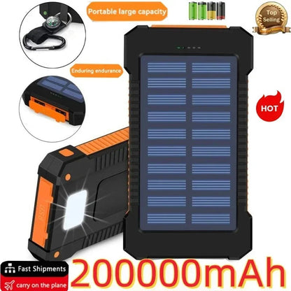 200000mAh Solar Power Bank Large Capacity Portable Battery