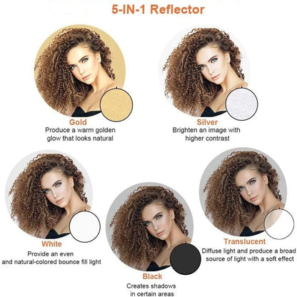 24-Inch 5-in-1 Collapsible Photography Reflector - Portable Light Diffuser