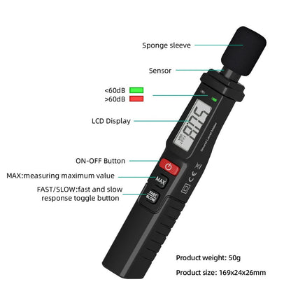 Sound Level Meter – Portable A-Weighted Decibel Meter 30dB–130dB