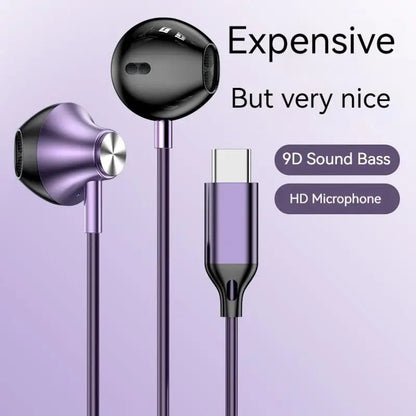 9D Stereo Type C & 3.5mm Gaming Headset Wired Earphones - HiFi Bass