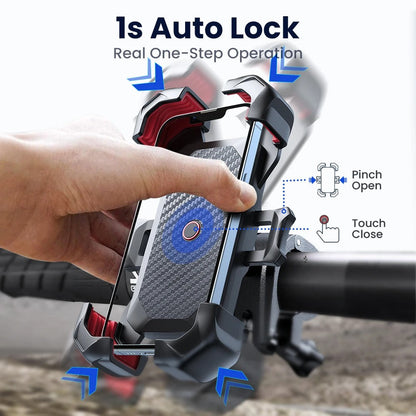 360° Bike Phone Holder – Universal Shockproof Bicycle Mount for 4.7"–7" Smartphones with GPS Clip for Cycling & Motorbike