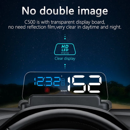 Newest C500 OBD2 Car HUD Digital Display – Water Temperature, Speed, Turbo, RPM Gauge, GPS Smart On-board Computer, T900 Head-Up Meter