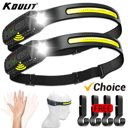 USB Rechargeable LED Headlamp – Bright XPE+COB Torch
