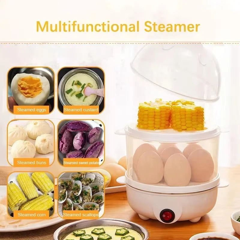 Multifunctional Electric Egg Boiler – Double Layer Steamer & Poacher